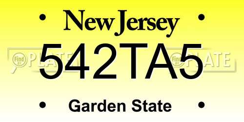 542TA5 New Jersey License Plate