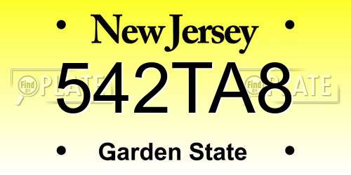 542TA8 New Jersey License Plate