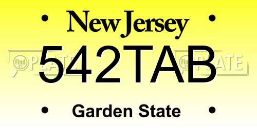 542TAB New Jersey License Plate