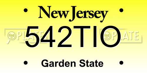 542TIO New Jersey License Plate