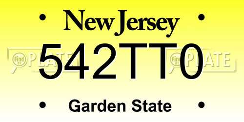 542TT0 New Jersey License Plate