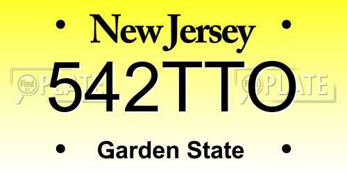 542TTO New Jersey License Plate