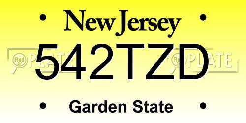 542TZD New Jersey License Plate
