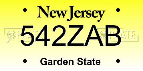 542ZAB New Jersey License Plate