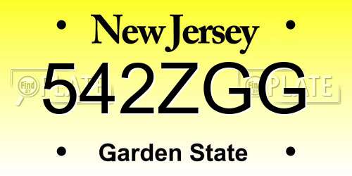 542ZGG New Jersey License Plate
