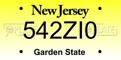542ZI0 New Jersey License Plate
