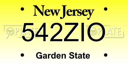 542ZIO New Jersey License Plate