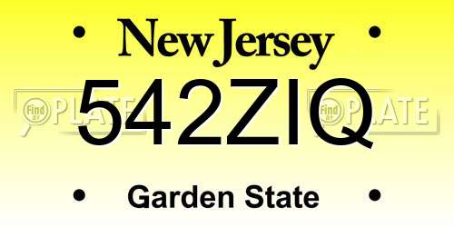 542ZIQ New Jersey License Plate