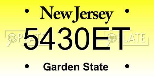 5430ET New Jersey License Plate