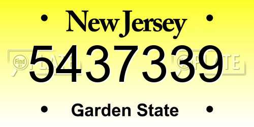 5437339 New Jersey License Plate