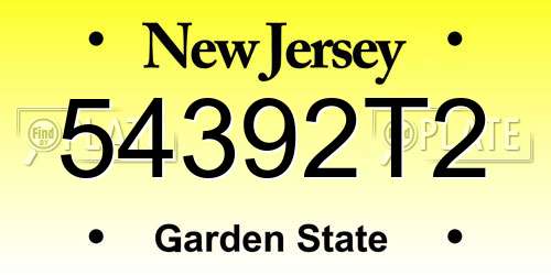 54392T2 New Jersey License Plate