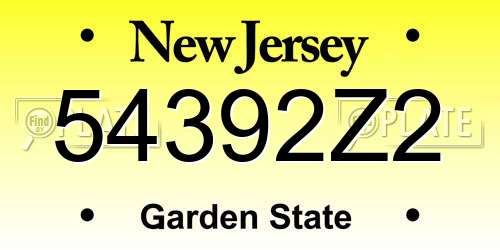 54392Z2 New Jersey License Plate
