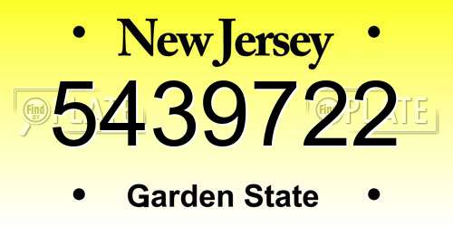 5439722 New Jersey License Plate