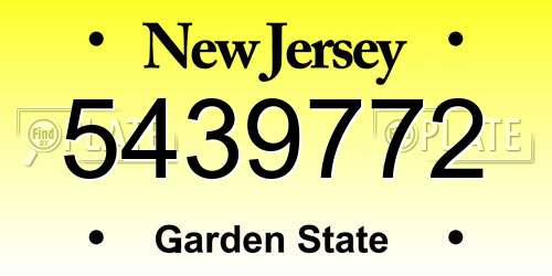 5439772 New Jersey License Plate