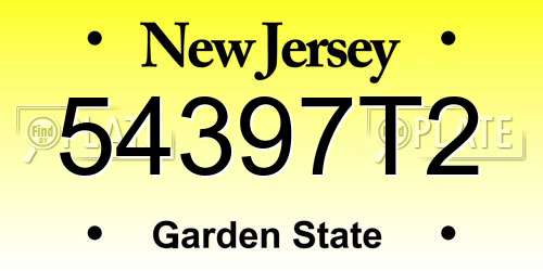 54397T2 New Jersey License Plate