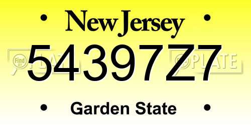 54397Z7 New Jersey License Plate