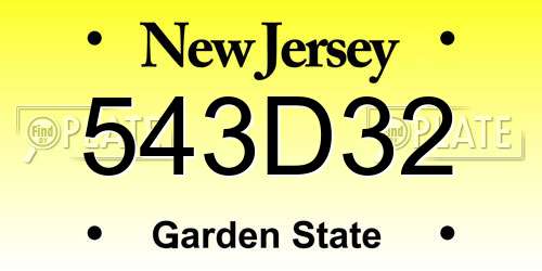 543D32 New Jersey License Plate