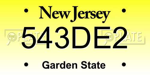 543DE2 New Jersey License Plate