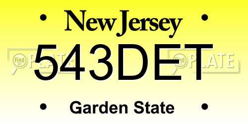 543DET New Jersey License Plate