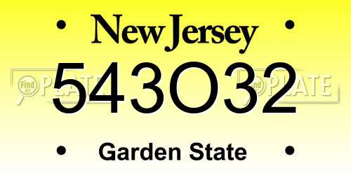 543O32 New Jersey License Plate