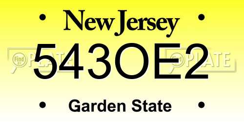 543OE2 New Jersey License Plate
