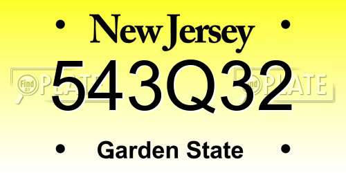 543Q32 New Jersey License Plate