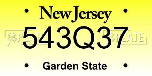 543Q37 New Jersey License Plate
