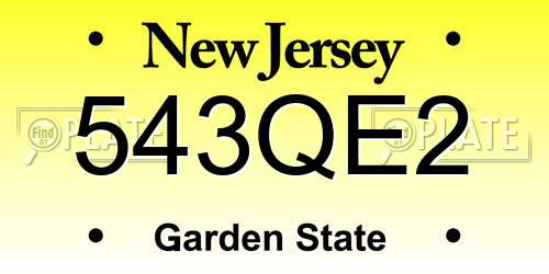 543QE2 New Jersey License Plate