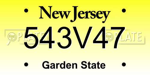543V47 New Jersey License Plate