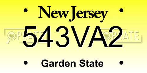 543VA2 New Jersey License Plate