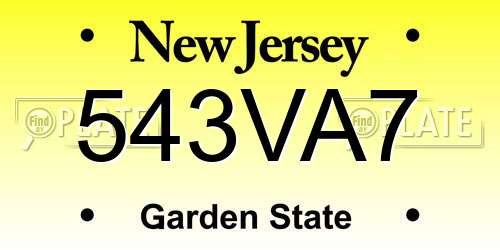 543VA7 New Jersey License Plate