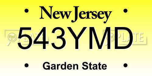 543YMD New Jersey License Plate