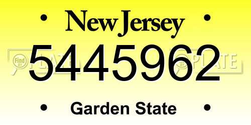 5445962 New Jersey License Plate