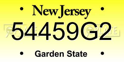 54459G2 New Jersey License Plate