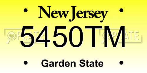5450TM New Jersey License Plate