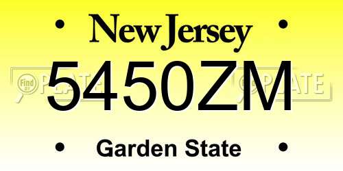 5450ZM New Jersey License Plate