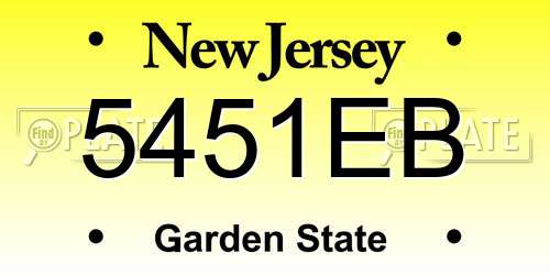 5451EB New Jersey License Plate
