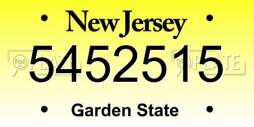 5452515 New Jersey License Plate