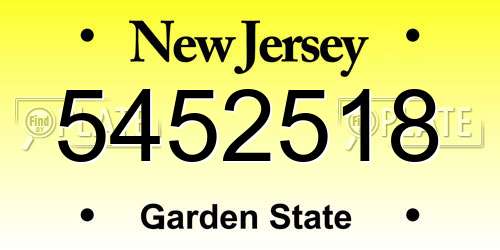 5452518 New Jersey License Plate