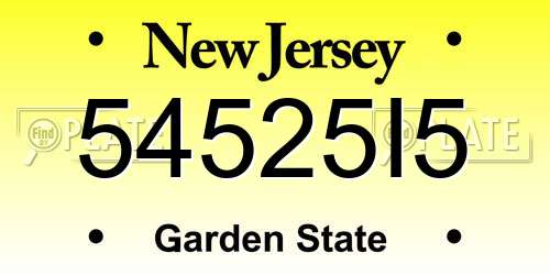 54525I5 New Jersey License Plate