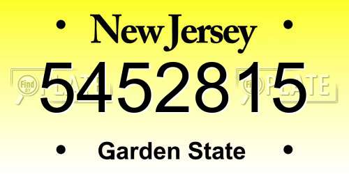 5452815 New Jersey License Plate