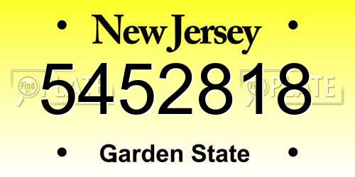 5452818 New Jersey License Plate