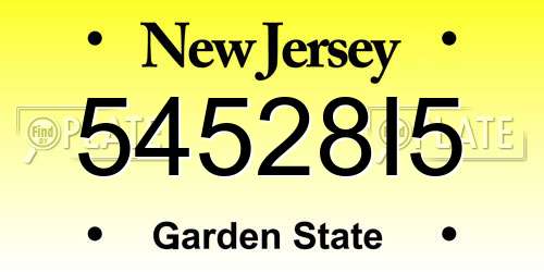 54528I5 New Jersey License Plate