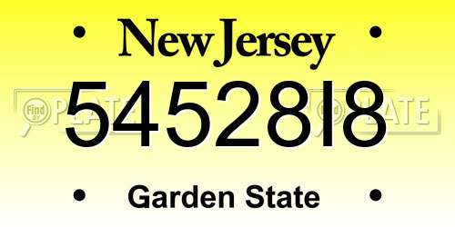 54528I8 New Jersey License Plate