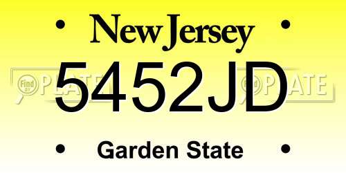 5452JD New Jersey License Plate