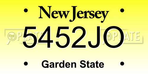 5452JO New Jersey License Plate