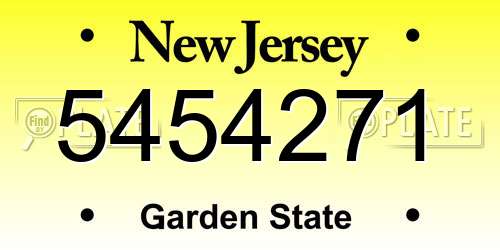 5454271 New Jersey License Plate