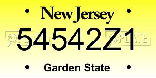 54542Z1 New Jersey License Plate