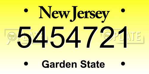 5454721 New Jersey License Plate