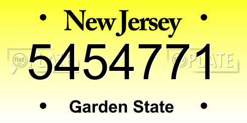 5454771 New Jersey License Plate